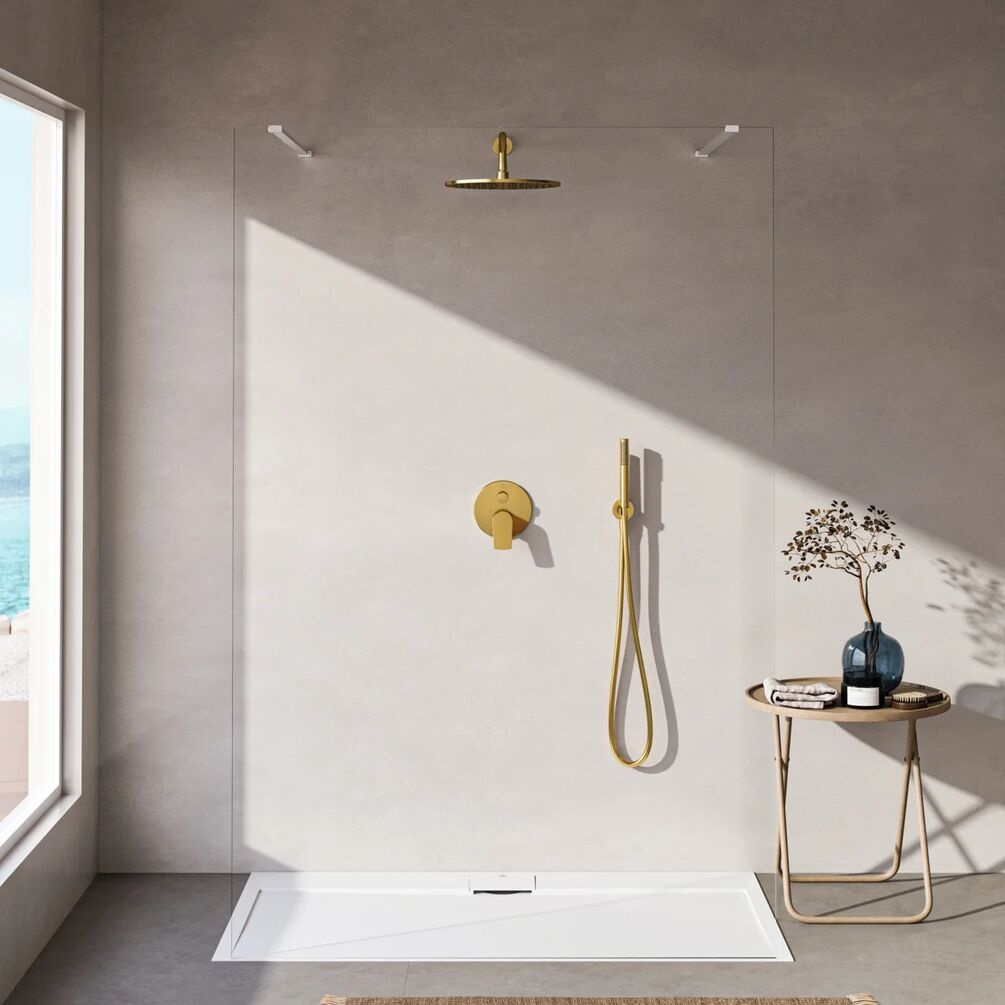 Lifestyle image of Ideal Standard i.life 1400mm Dual-Access Silver Wetroom Shower Screen